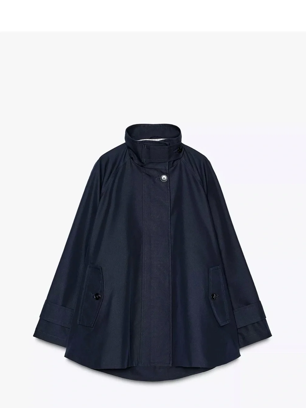 Zara Navy Funnel Neck Rain Cape